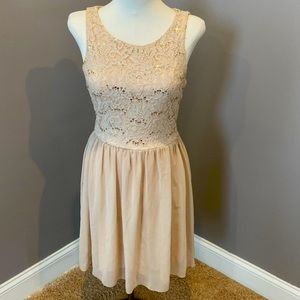 Girls Jr light beige/gold semi-formal Dress